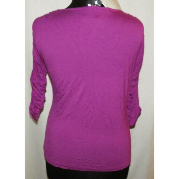 Marc Bouwer Women's Magenta Sequined Heart Ruched Fitted Top Size XL - Picture 7 of 8
